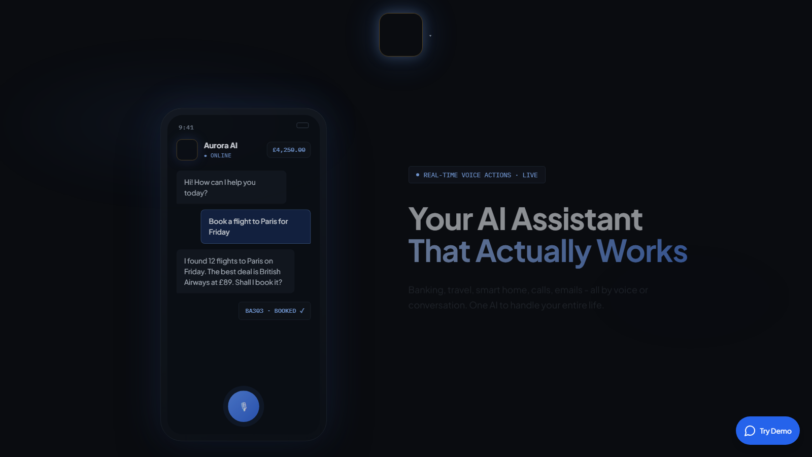 Aurora Assistant homepage